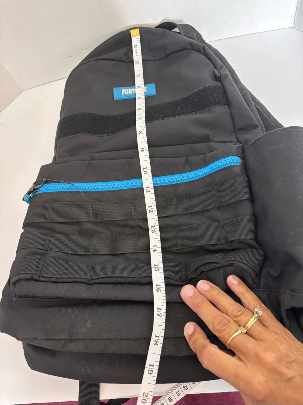 Fortnight Black Backpack with Blue Trim